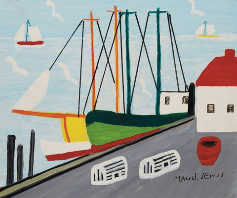 Harbour Scene - Maud Lewis - Folk Art Painting - Large Art Prints