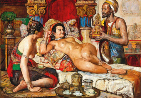 Harem Scene - Gyula Tornai - Orientalist Art Painting - Life Size Posters