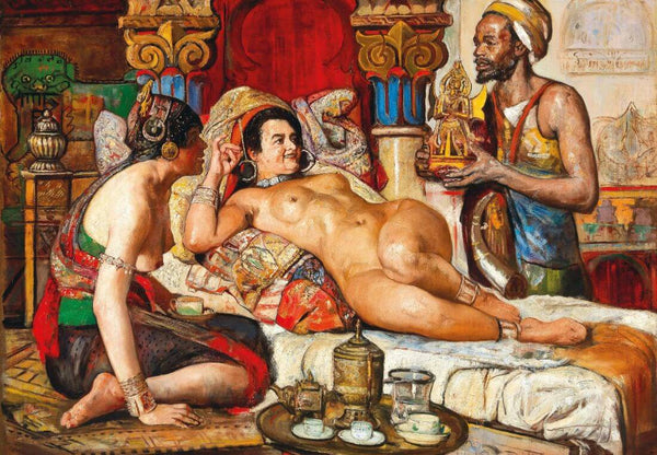 Harem Scene - Gyula Tornai - Orientalist Art Painting - Framed Prints