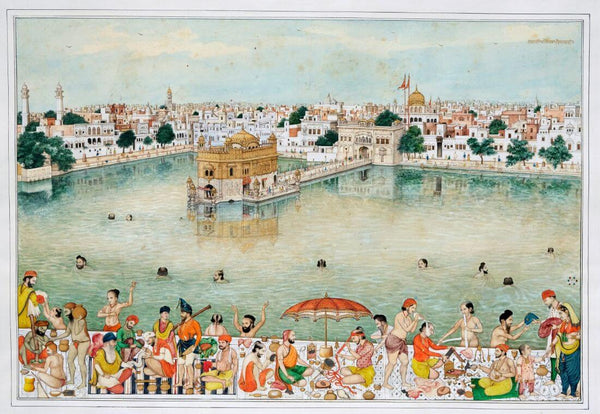 Harmandir Sahib (Golden Temple) Amritsar, Punjab, India - Bishan Singh Musavar Ambaratsr Ji - Vintage 1860 Indian Sikh Art - Posters