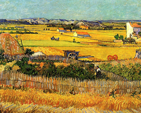 Harvest At La Crau with Montmajour in the Background - Posters by Vincent Van Gogh