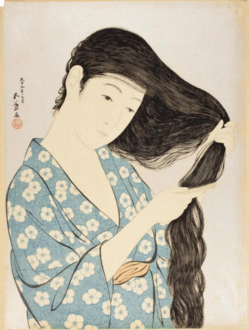 Kamisuki(Combing Her Hair) - Canvas Prints by Hashiguchi Goyo