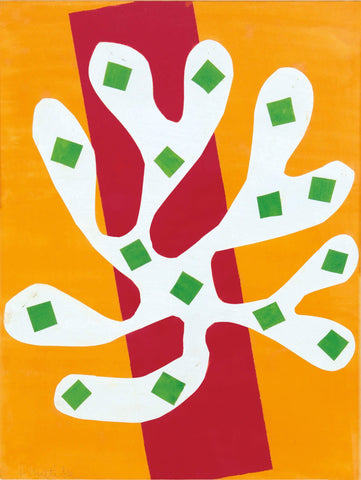 White Alga on Orange and Red Background (Algue blanche sur fond orange et rouge) – Henri Matisse - Cutouts Lithograph Art Print - Framed Prints