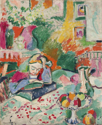 Interior With Young Girl Reading (Intérieur, à, jeune fille, lecture) – Henri Matisse Painting by Henri Matisse