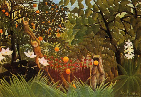 Untitled - (Moneky Eating Oranges) - Large Art Prints by Henri Rousseau