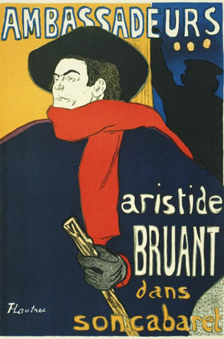 Portrait Of Aristide Bruant - Posters by Henri de Toulouse-Lautrec