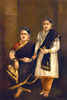 Her Highness Janaki Subbamma Bai Sahib Rani of Pudukkottai And Her daughter - Raja Ravi Varma Painting - Framed Prints