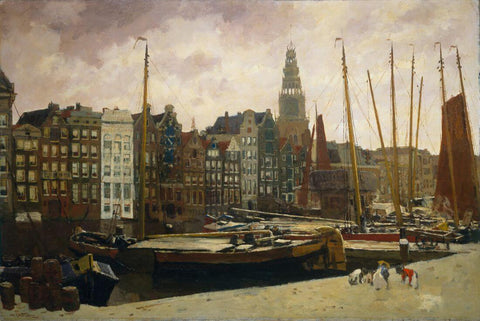 At Damrak in Amsterdam II (Bei Damrak in Amsterdam II)- George Breitner - Dutch Impressionist Painting by George Hendrik Breitner