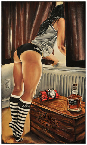 Jack Daniel's Single Barrel With A Girl - Canvas Prints