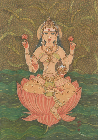 Indian Miniature Art - Annapoorna Devi by Kritanta Vala