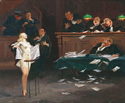 Disorder In The Court - Hoffmann Gaston - Legal Art Ribald Painting - Canvas Prints by Office Art