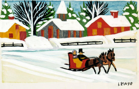 Holiday Sleigh Ride - Maud Lewis - Folk Art Painting by Maud Lewis