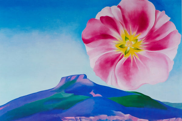 Hollyhock With Pedernal - Art Prints