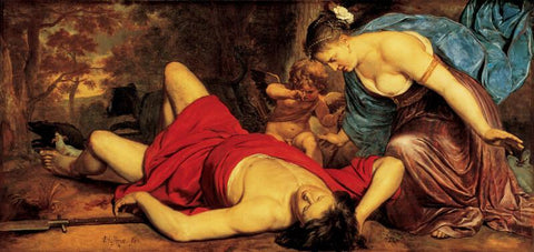 Venus And Cupid Lamenting The Dead Adonis - Large Art Prints by Cornelis Holsteyn