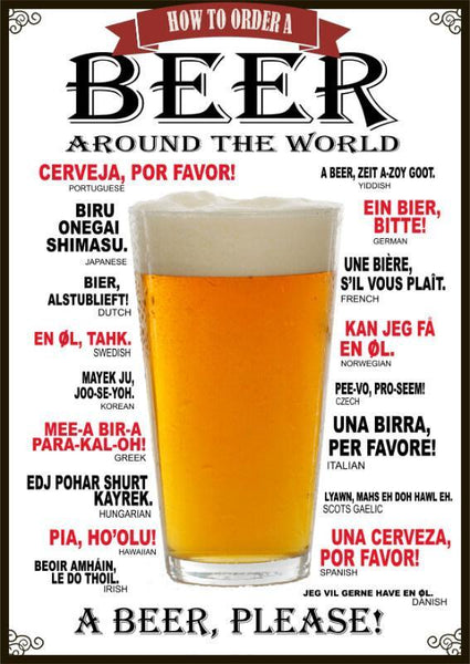 Home Bar Wall Decor - How To Order Beer Around The World - Posters