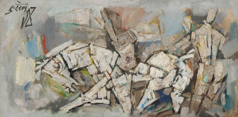Horse With Figures - M F Husain - Painting - Large Art Prints by M F Husain