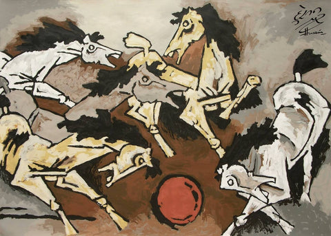 Horse 2 Right - Posters by M F Husain