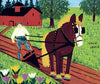 Horse and Farmer Ploughing - Maud Lewis - Nova Scotia Folk Art Painting - Life Size Posters