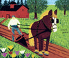 Horse and Farmer Ploughing - Maud Lewis - Nova Scotia Folk Art Painting - Large Art Prints
