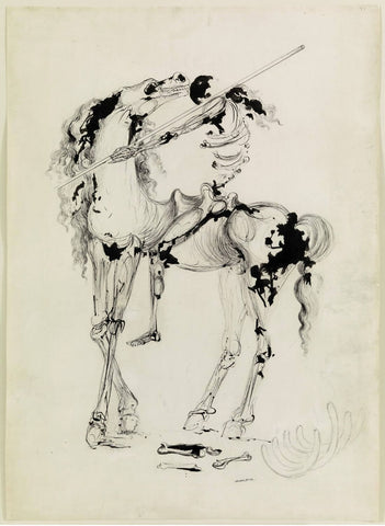 Horse and Rider II (Ink Sketch) - Salvador Dalí Art Painting - Canvas Prints