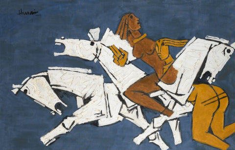 Horses And Figures - Maqbool Fida Husain - Canvas Prints