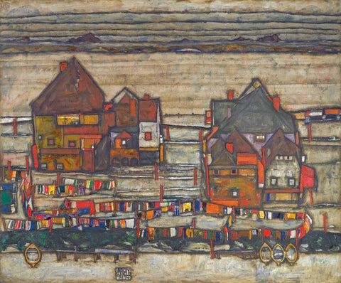 Houses with Laundry by Egon Schiele