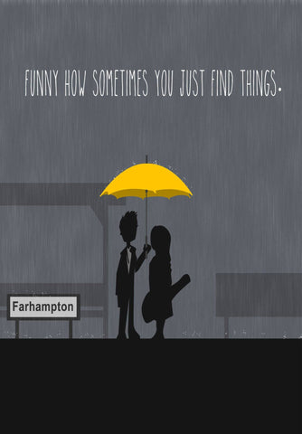 How I Met Your Mother - Yellow Umbrella Farhampton - Minimalist Poster - Art Prints by Vendy