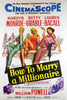 How To Marry A Millionaire  Marilyn Monroe - Hollywood English Movie Art Poster - Canvas Prints