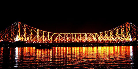 Howrah Bridge At Night - Canvas Prints