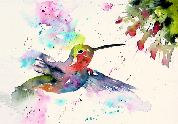 Hummingbird - Colorful Painting - Bird Wildlife Art Print Poster - Canvas Prints