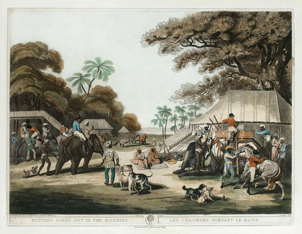 Hunters Going Out In The Morning -  Thomas Williamson and Samuel Howitt - Orientalist Lithograph Print Art Painting - Large Art Prints