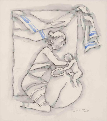 Mother And Child by M F Husain