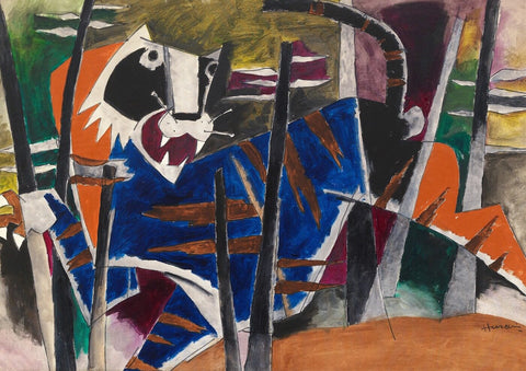 Husain - Tiger by M F Husain