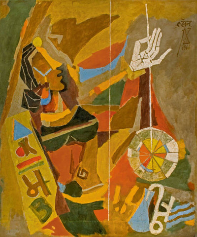 Veena II - Large Art Prints by M F Husain