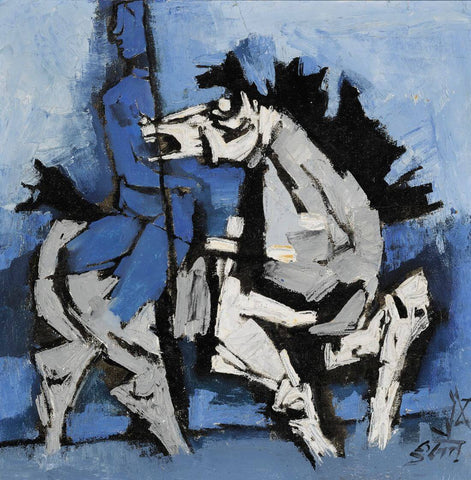 Woman On A Horse - Framed Prints by M F Husain