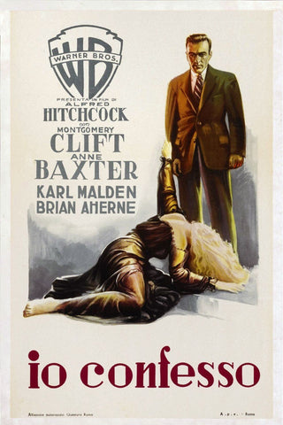 I Confess (Italian Release) - Alfred Hitchcock - Classic Hollywood Movie Poster by Hitchcock