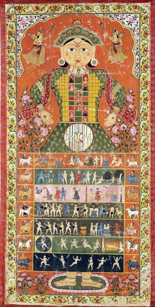 Illustration Of Lokapurusha, Jain Cosmological Figure From Rajasthan (late 19th c.) - Large Art Prints