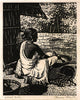 In The Kitchen II - Haren Das - Bengal School Art Woodcut Painting - Art Prints