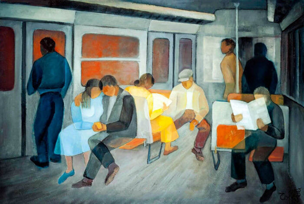 In The Subway (Dans le metro) - Louis Toffoli - Contemporary Art Painting - Art Prints