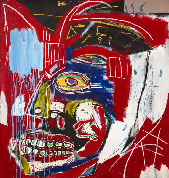 In This Case - Jean-Michael Basquiat - Neo Expressionist Skull Painting - Life Size Posters