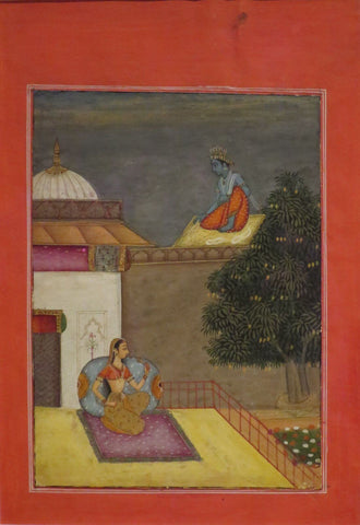 Illustration For The Rasikapriya Dated 1694 - Mewar Painting - Indian Minature Painting by Miniature Art