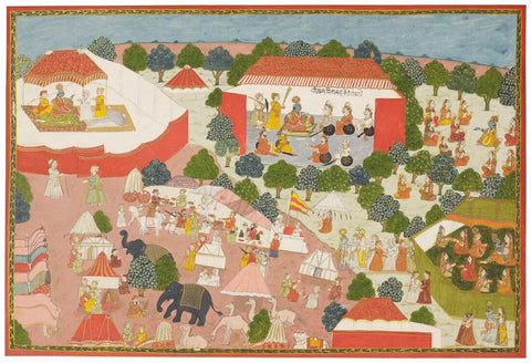 An Illustration From A Bhagavata Purana Series Krishna Visits Bhishma - Indian Miniature-Mughal Painting - - Framed Prints