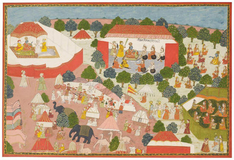 An Illustration From A Bhagavata Purana Series Krishna Visits Bhishma - Indian Miniature-Mughal Painting - - Framed Prints by Miniature Art