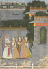 Krishna Shares A Cup Of Wine With Radha, Circa 1800 - Pahari painting - Indian Miniature Painting - Large Art Prints