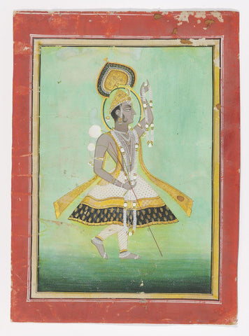 Krishna Greeting The Yamuna - Pawari Painting - Indian Miniature Painting - Art Prints