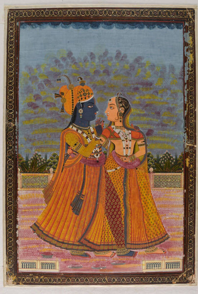Rajastani Painting- Radha And Krishna Indian Miniature painting - Art Prints