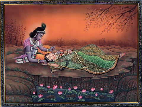 Indian Art - Krishna Colletion - Contemporary Art - Krishna - Samyuta - Large Art Prints by Dheeraj