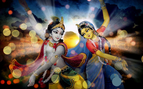 Indian Art - Modern Painting - Krishna Dancing with Radha Rani - Framed Prints by Raghuraman
