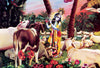 Indian Art - Vintage Krishna Painting - Govind Gopala Playing Flute in Vrindavan - Canvas Prints