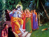 Indian Art - Vintage Painting - Lord Krishna Plays His Flute and the Gopis Are Mesmerized - Posters